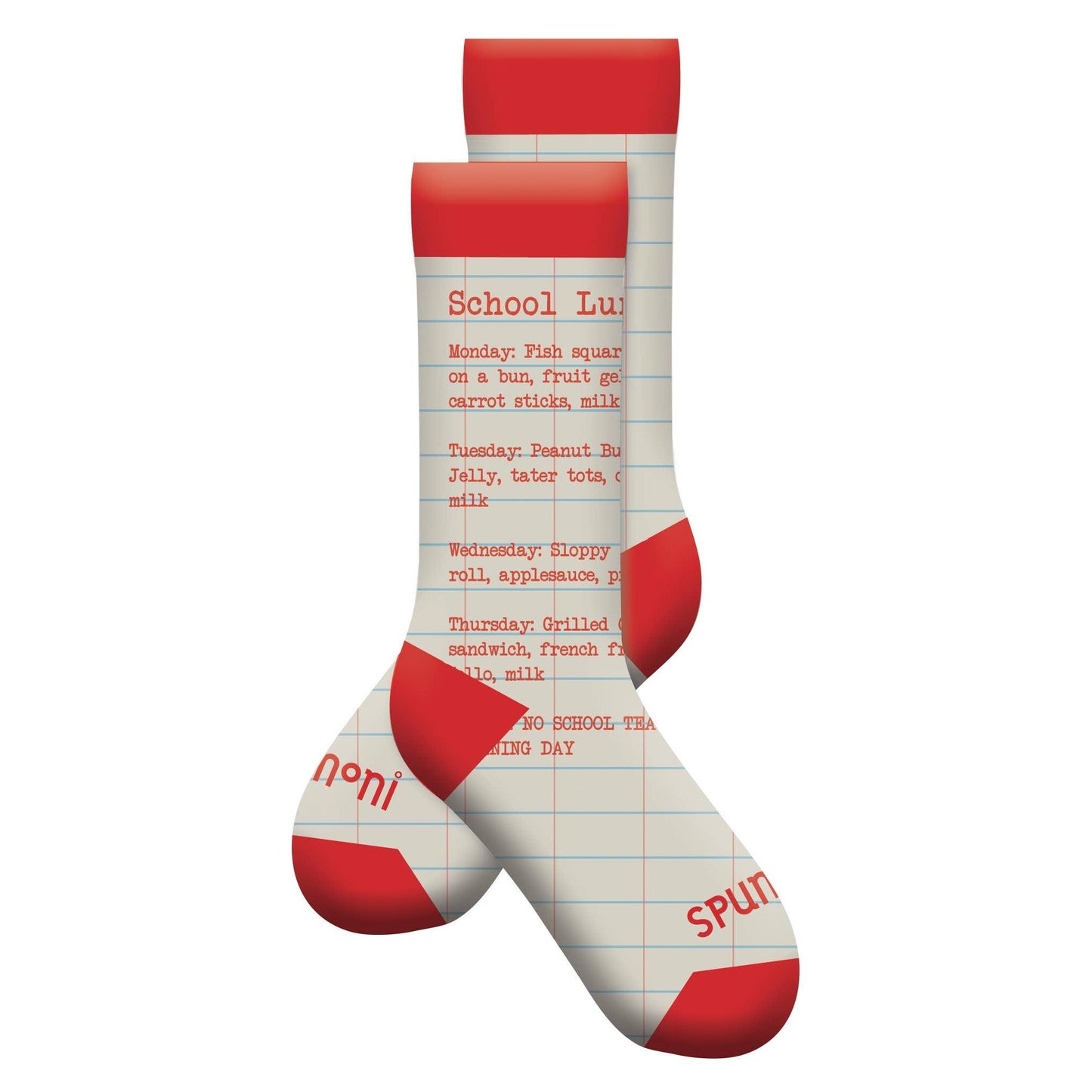 School Lunch School Rules Crew Socks | Unisex Adult Retro Novelty Socks