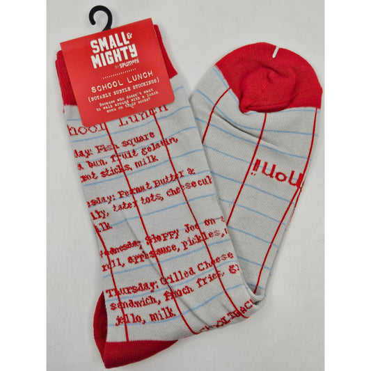 School Lunch School Rules Crew Socks | Unisex Adult Retro Novelty Socks