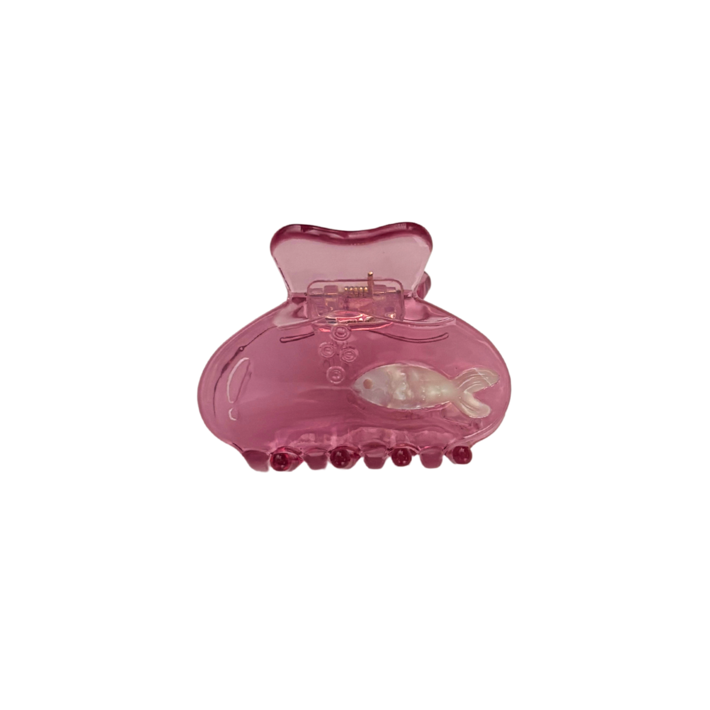 School of One Mini Fish Hair Claw in Translucent Pink