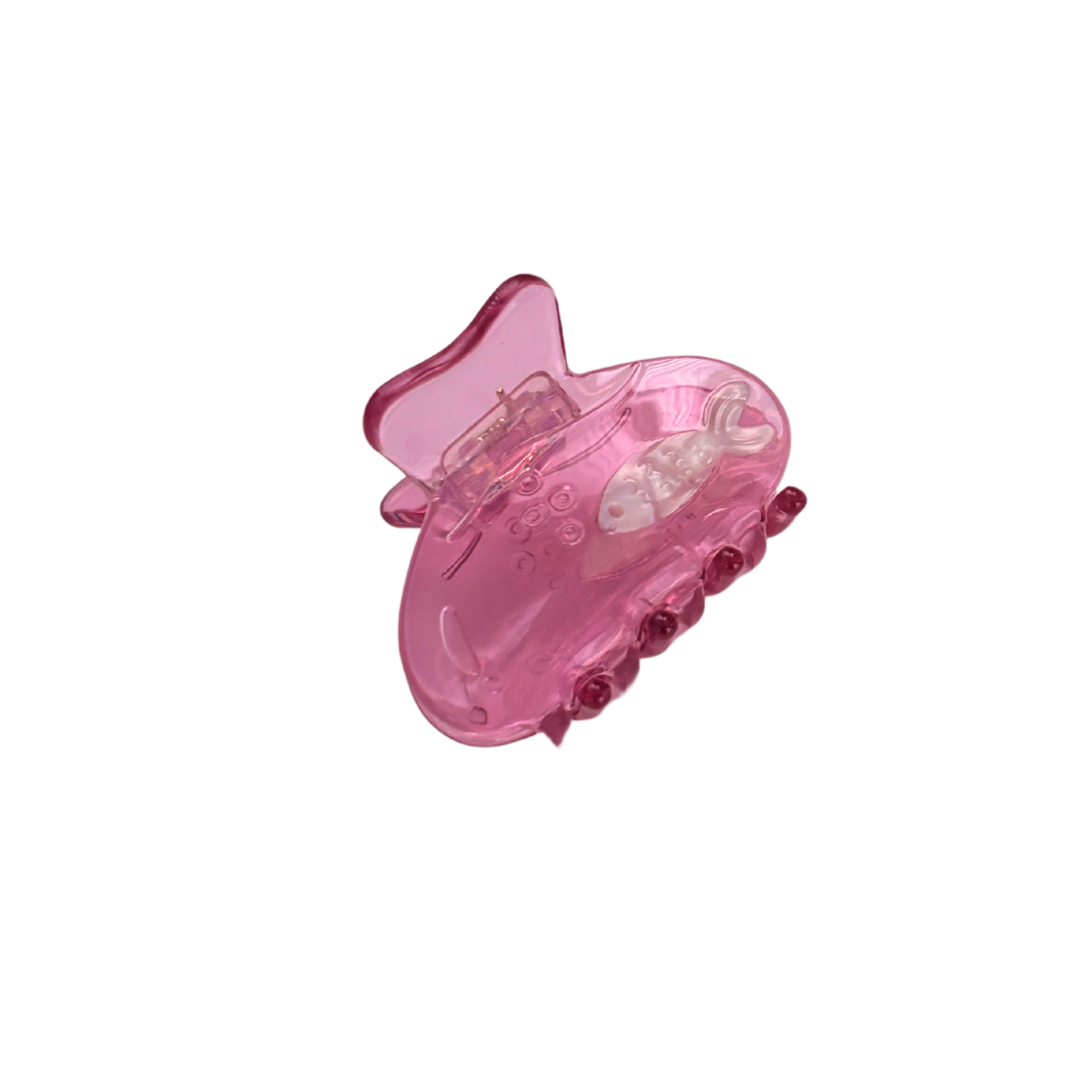School of One Mini Fish Hair Claw in Translucent Pink
