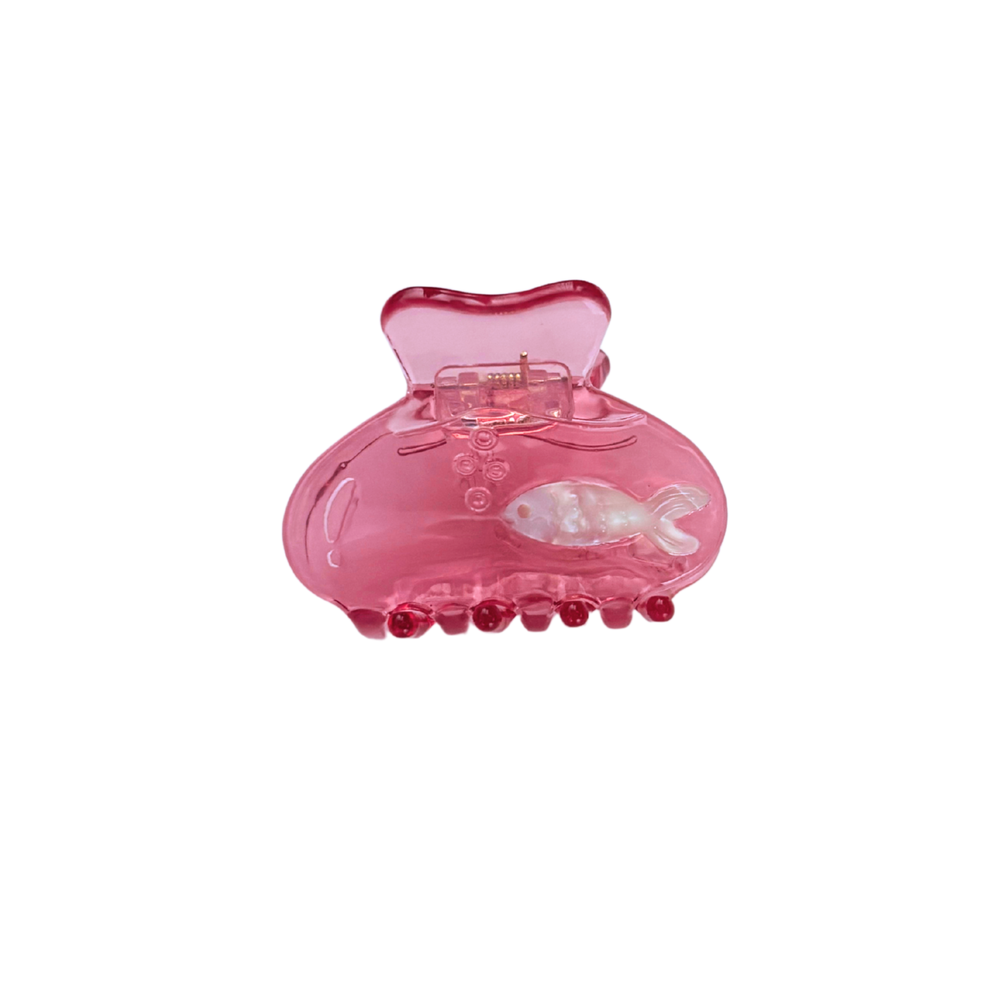 School of One Mini Fish Hair Claw in Translucent Pink