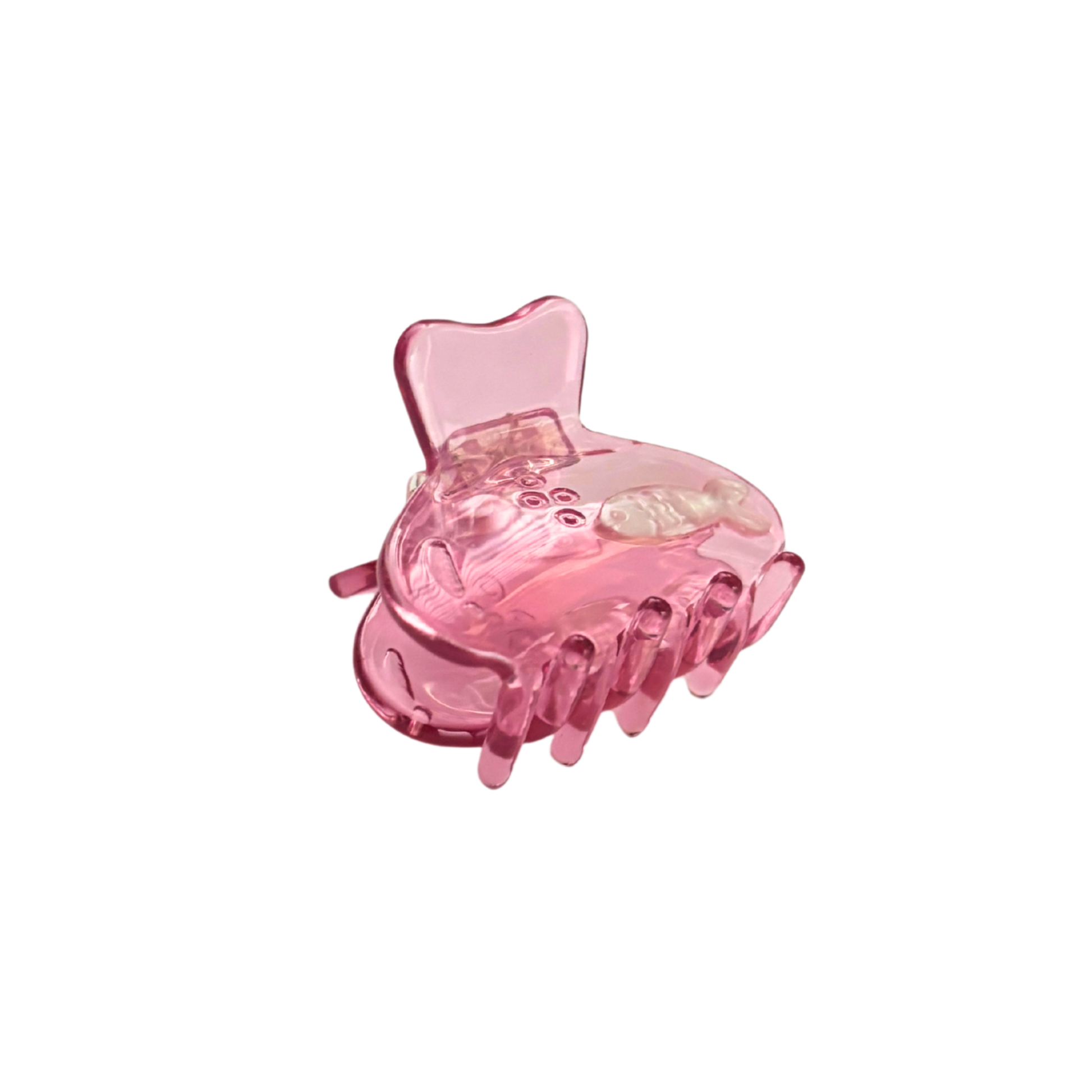 School of One Mini Fish Hair Claw in Translucent Pink