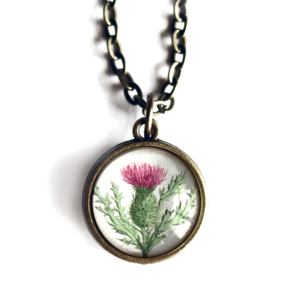Scottish Thistle Simple Reversible Pendant Necklace-Divine Iguana-The Bullish Store