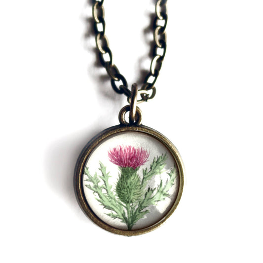 Scottish Thistle Simple Reversible Pendant Necklace-Divine Iguana-The Bullish Store