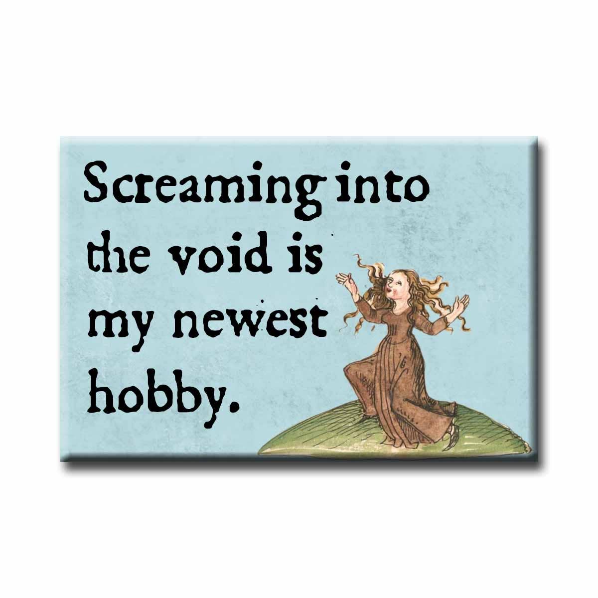 Screaming into the Void Medieval Marginalia Refrigerator Magnet | Funny Existential Humor Magnet