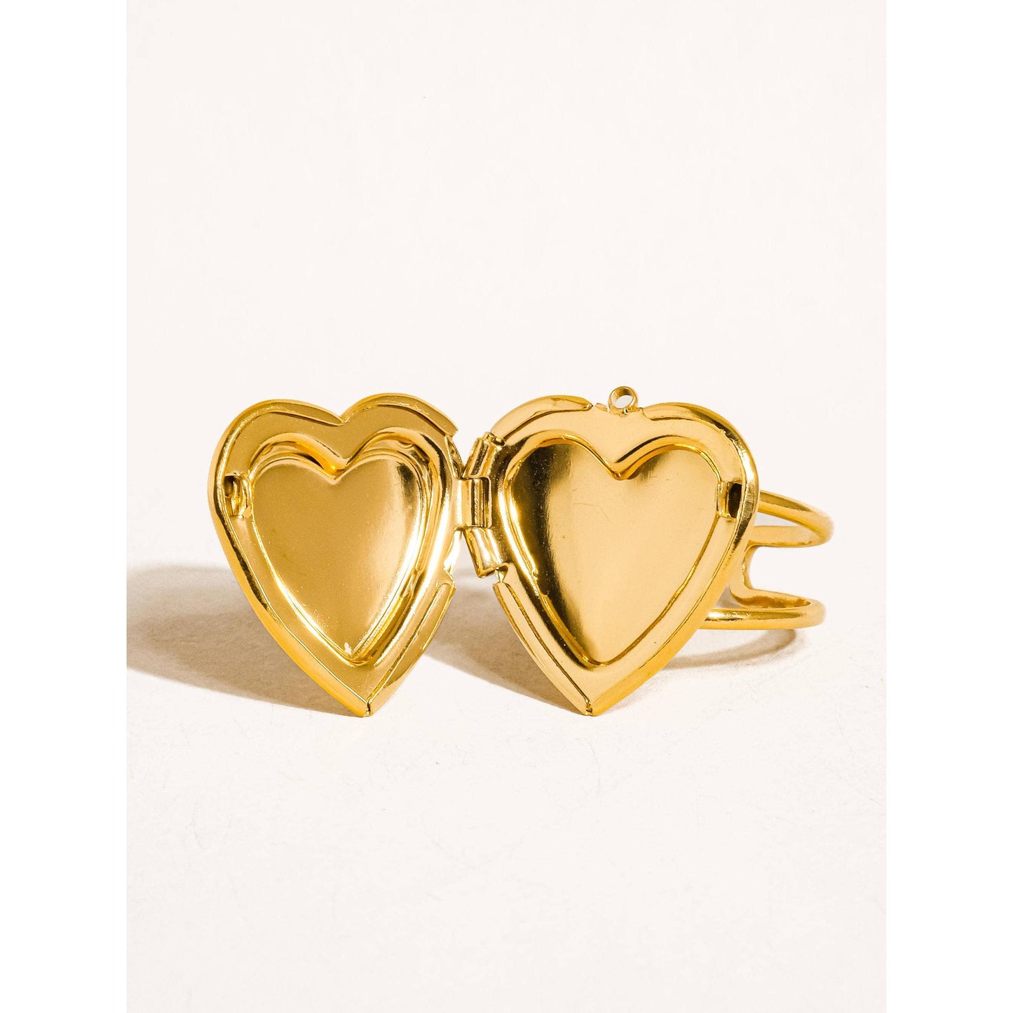 Sefina 18K Gold Non-Tarnish Heart Locket Adjustable Ring