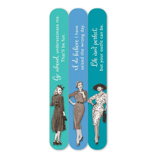 Seized Day Emery Boards Vintage-Inspired Nail Files Set of 3 SME22 | Funny Manicure Gift in Vinyl Case