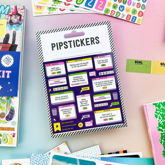 Self-Care Alerts Stickers | Personal Wellness Well-being Practice Decorative Decals | Sticker Lovers Collection