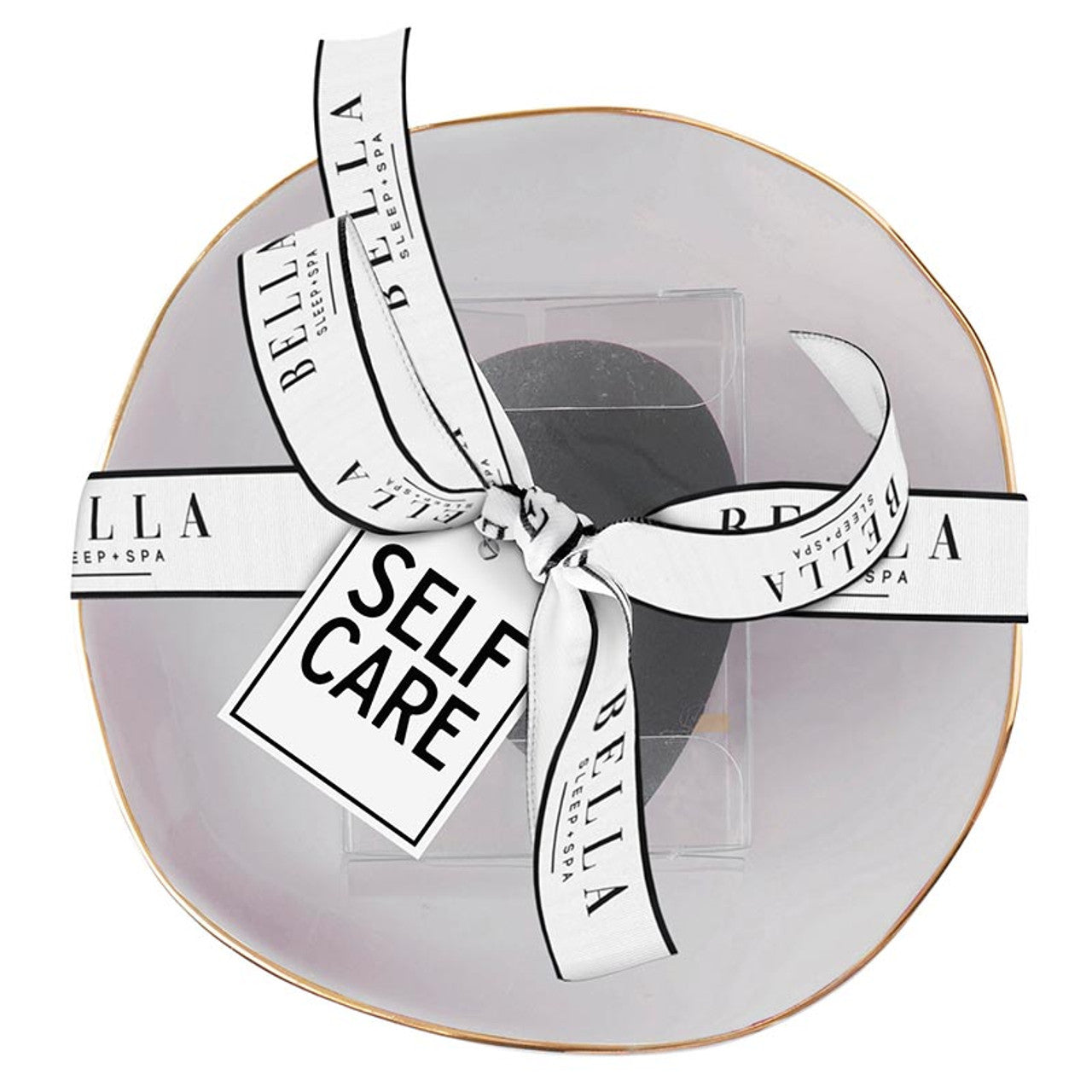 Self Care Ceramic Tray in Gray with Makeup Sponge | Cosmetic Giftable Beauty Tools Set