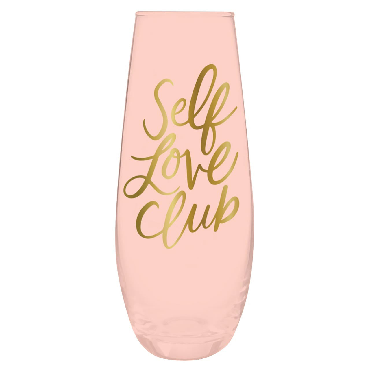 Self Love Club Stemless Champagne Flute Glass in Tinted Pink