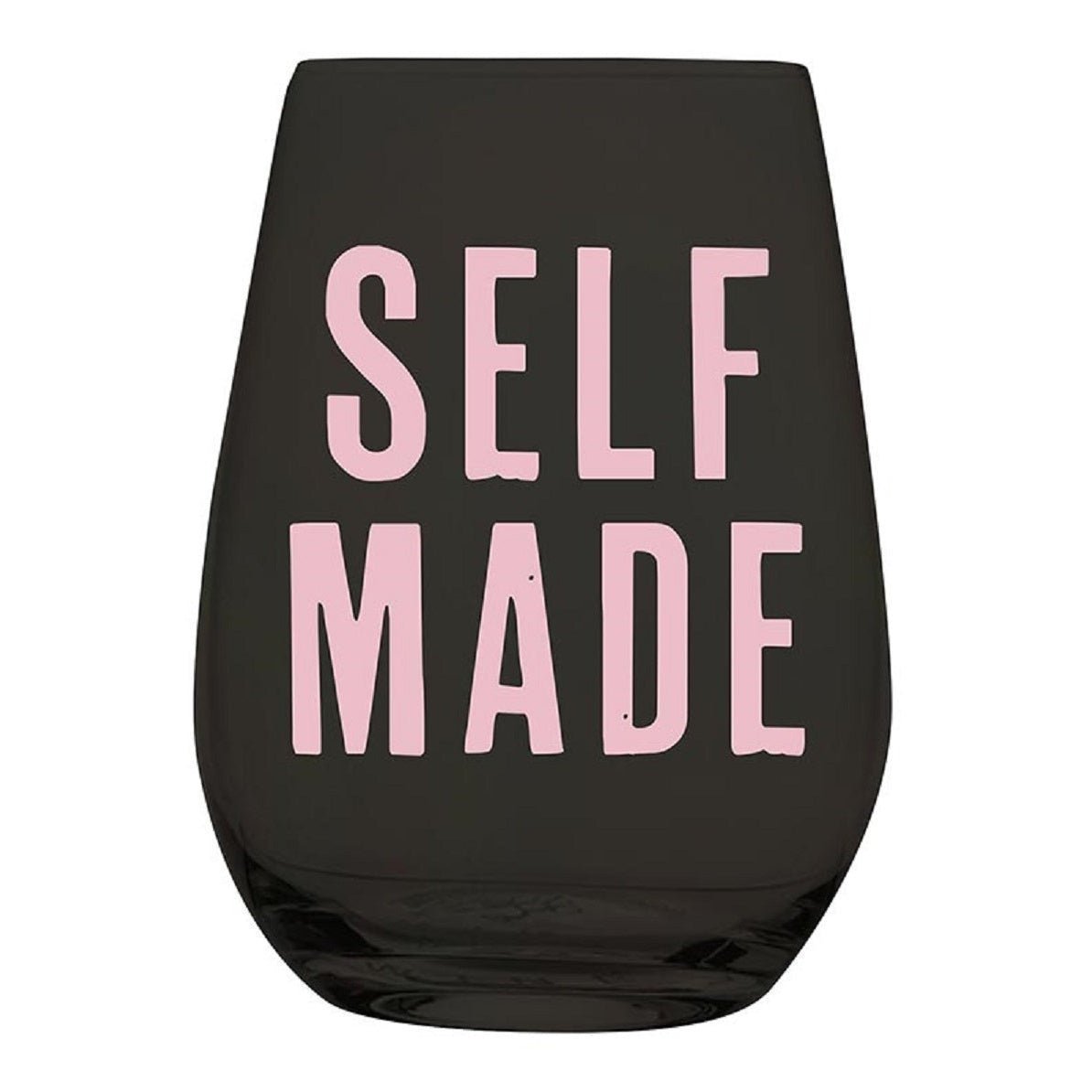 Self Made Stemless Wine Glass in Black and Pink | 20 Oz.