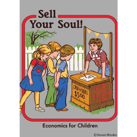 Sell Your Soul Fridge Magnet | 2" x 3" | '80s Children's Book Style Satirical Art