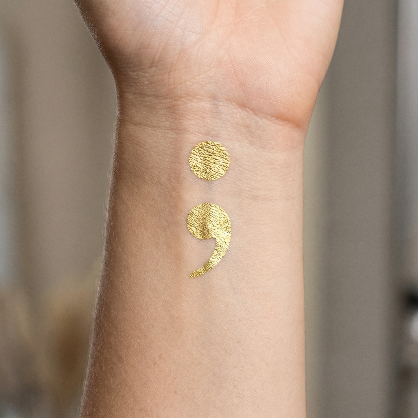 Semicolon Metallic Temporary Tattoo Set of 2