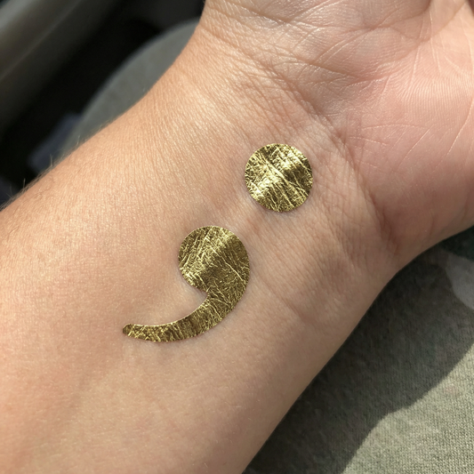 Semicolon Metallic Temporary Tattoo Set of 2