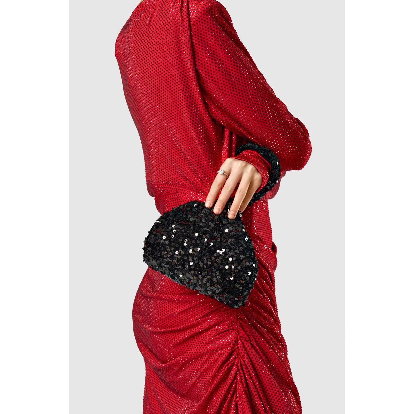 Sequin Evening Clutch in Black or Black/Gold