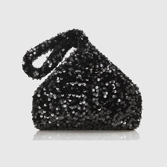 Sequin Evening Clutch in Black or Black/Gold