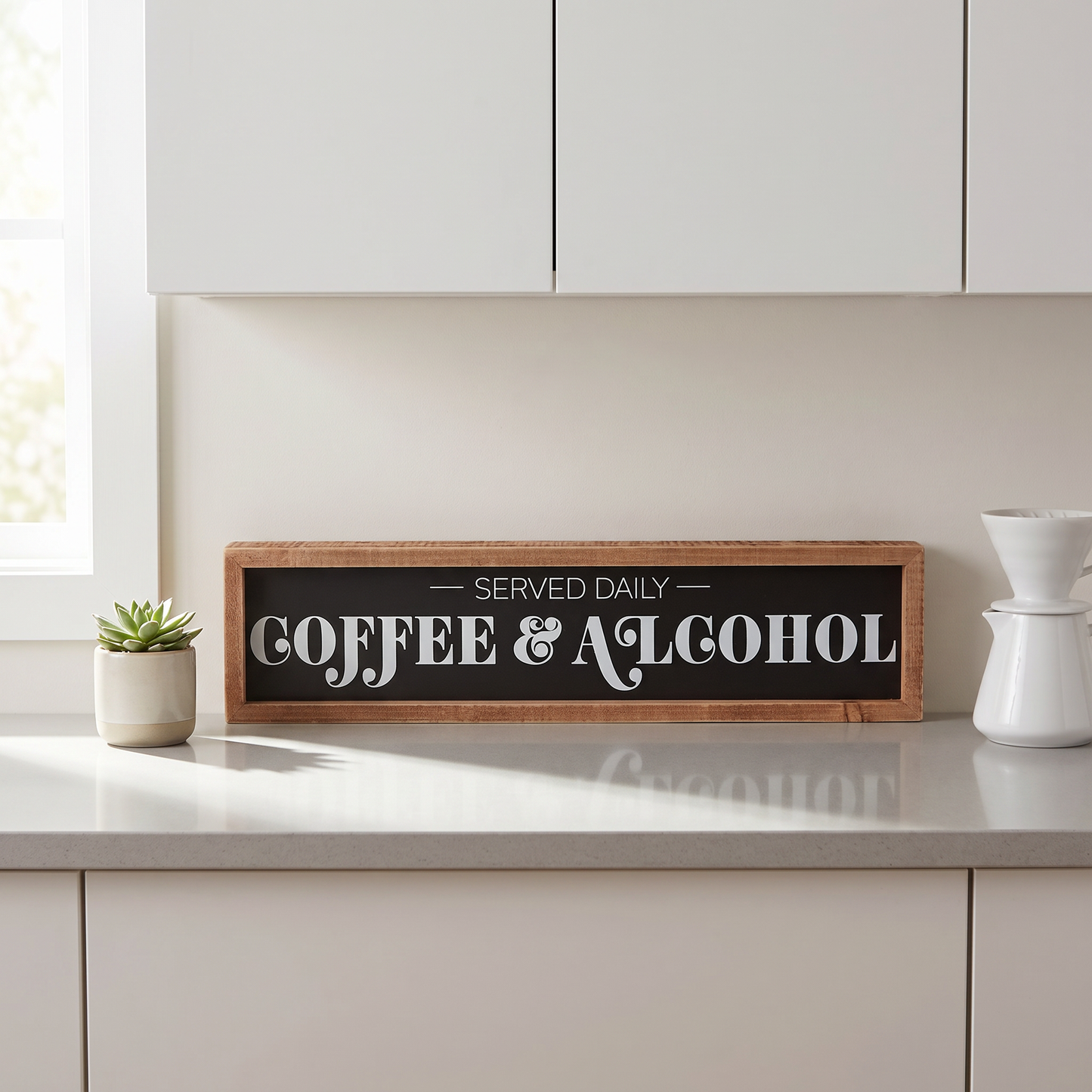 Served Daily Coffee & Alcohol Box Sign | Rustic Wood Kitchen Bar Decor-Primitives by Kathy-The Bullish Store