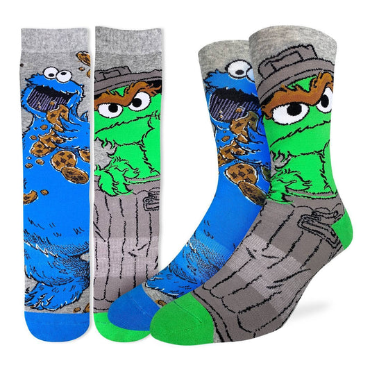 Sesame Street Oscar and Cookie Monster Men's Socks | Fun Novelty Crew Socks