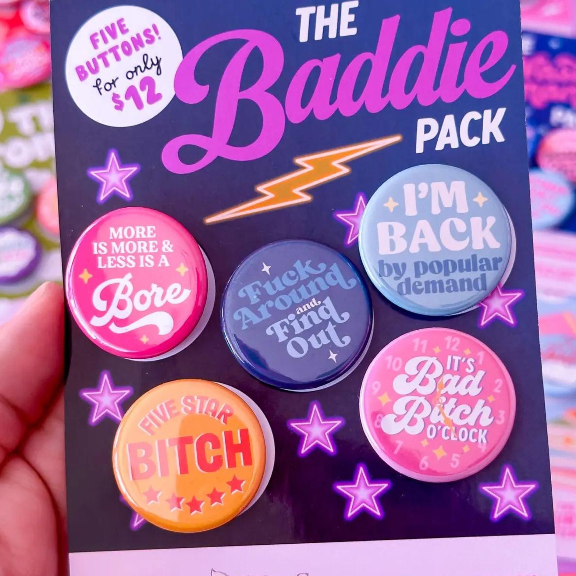 Set Of 5 The Baddie Pack Pinback Buttons | 1.25"