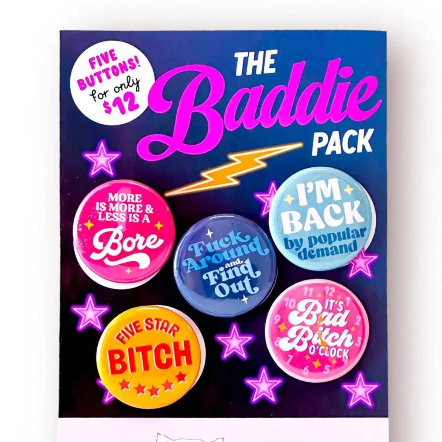 Set Of 5 The Baddie Pack Pinback Buttons | 1.25"