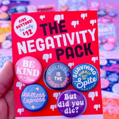 Set Of 5 The Negativity Pack Funny Pinback Buttons | Lapel Pin Badge Button | 1.25"