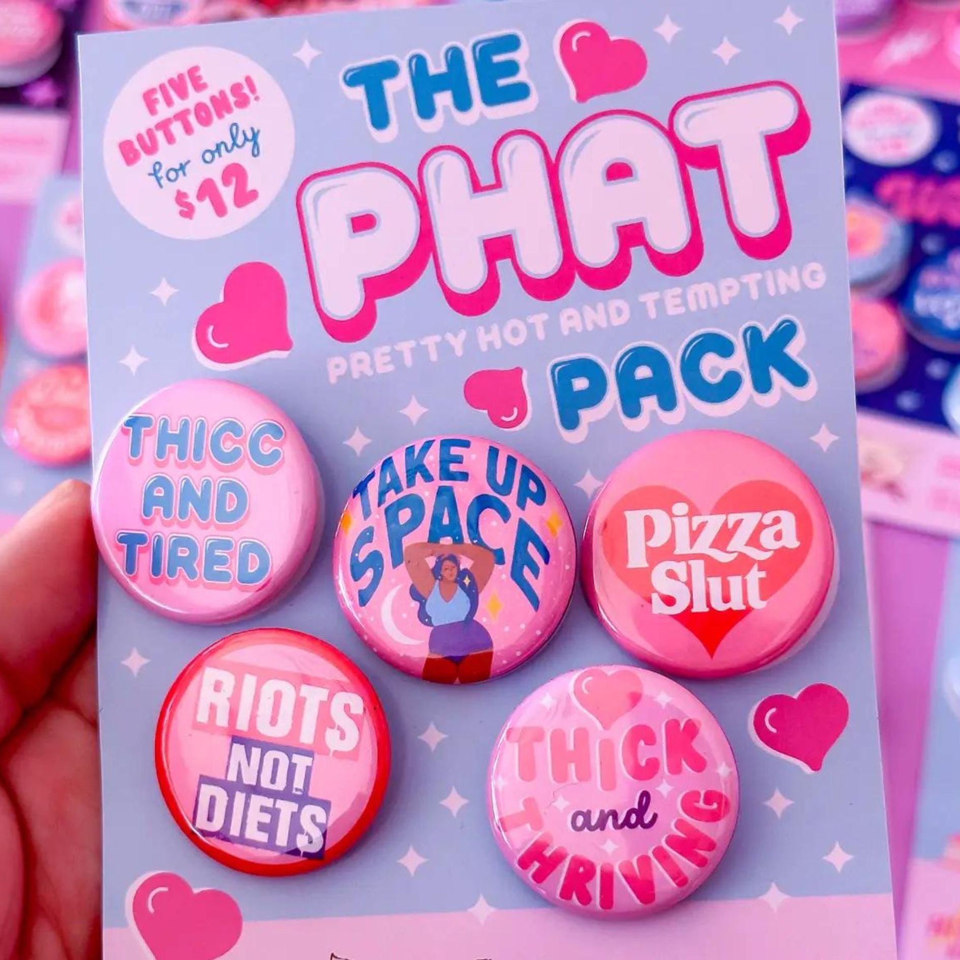 Set Of 5 The Phat Pack Pinback Buttons | Lapel Pin Badge Button | 1.25"