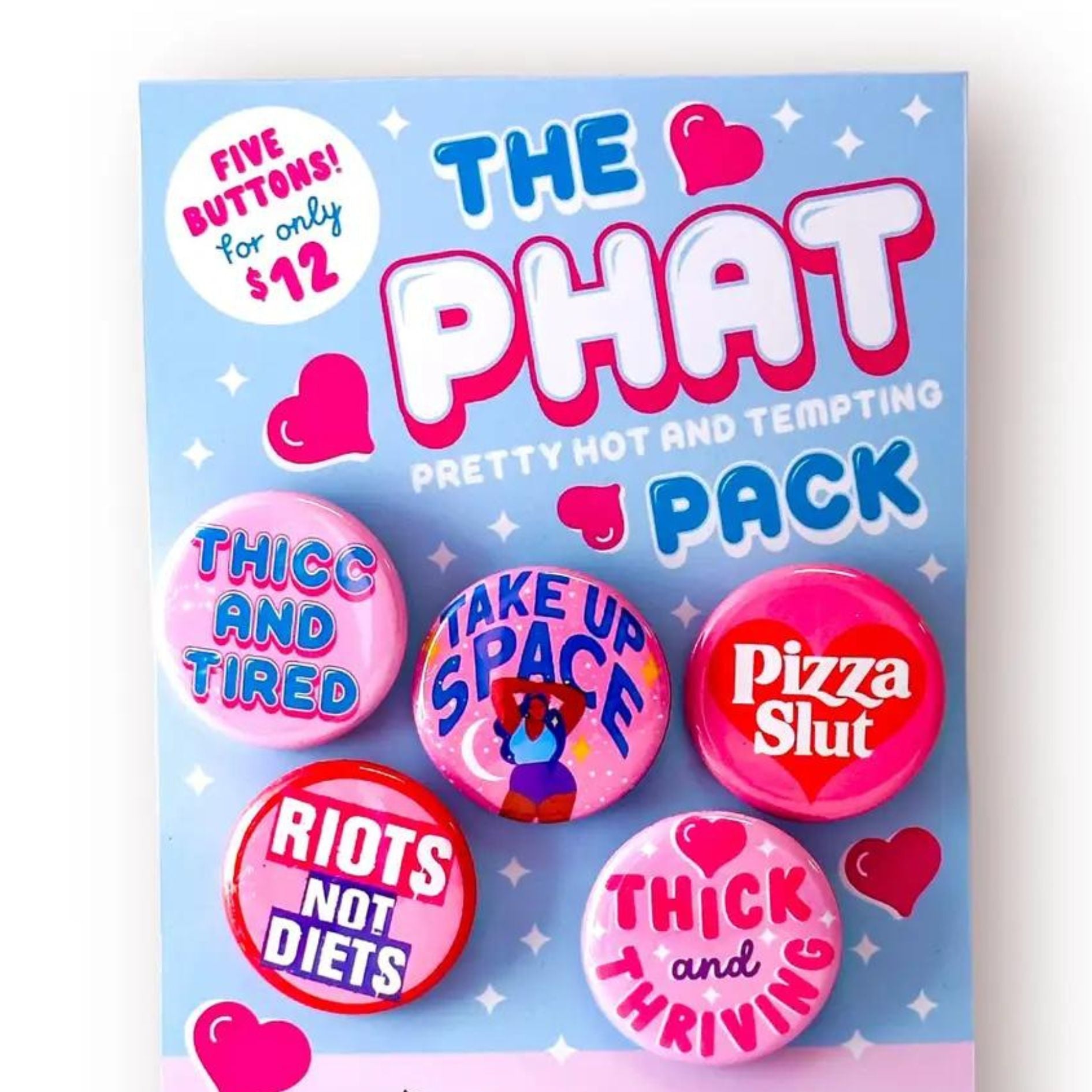 Set Of 5 The Phat Pack Pinback Buttons | Lapel Pin Badge Button | 1.25"