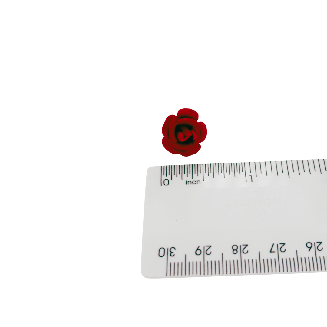 Set of 10 Ultra Tiny Red Rose Clips | Decorative Flocked Rose Hair Clips