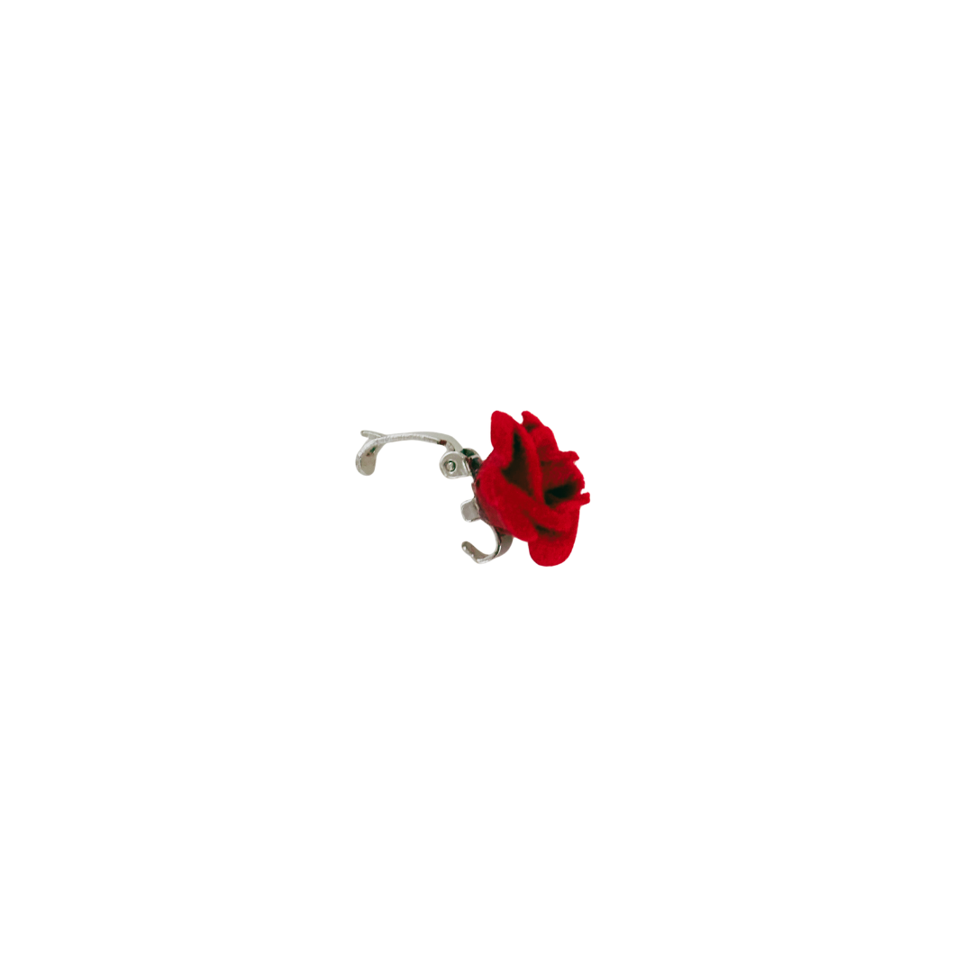 Set of 10 Ultra Tiny Red Rose Clips | Decorative Flocked Rose Hair Clips