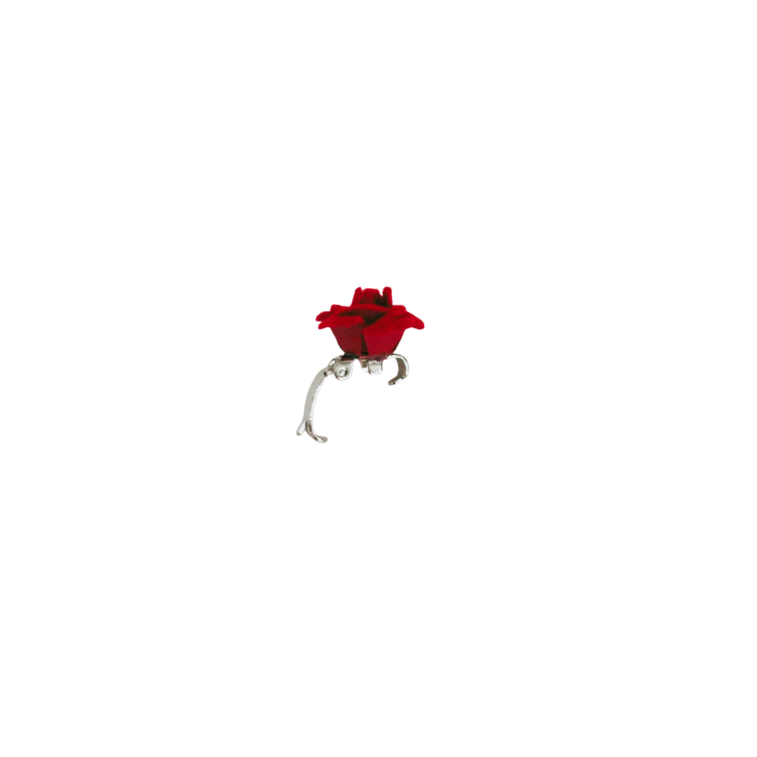 Set of 10 Ultra Tiny Red Rose Clips | Decorative Flocked Rose Hair Clips