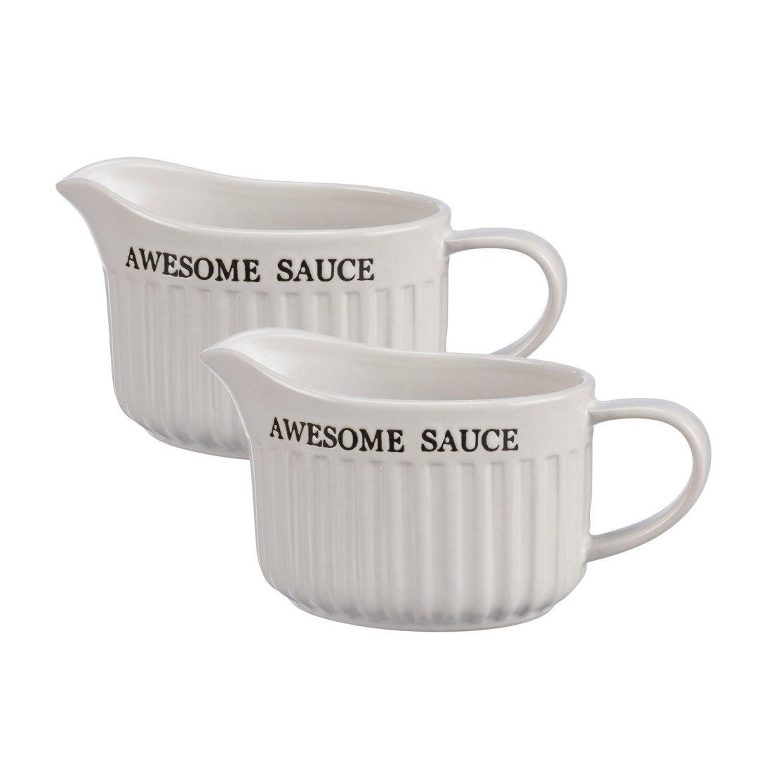 Set of 2 Awesome Sauce Gravy Boats | Stoneware | 6.50" x 4" x 5.25"
