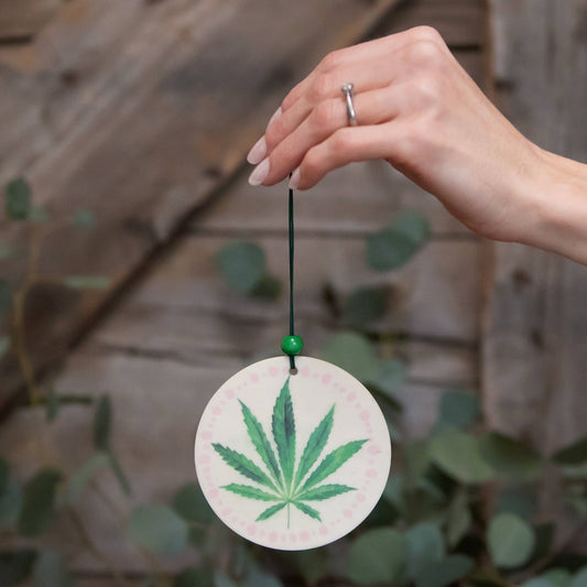 Set of 2 Cannabis Leaf Car Air Freshener | Herbal Remedy Car Scent Diffuser Deodorizer