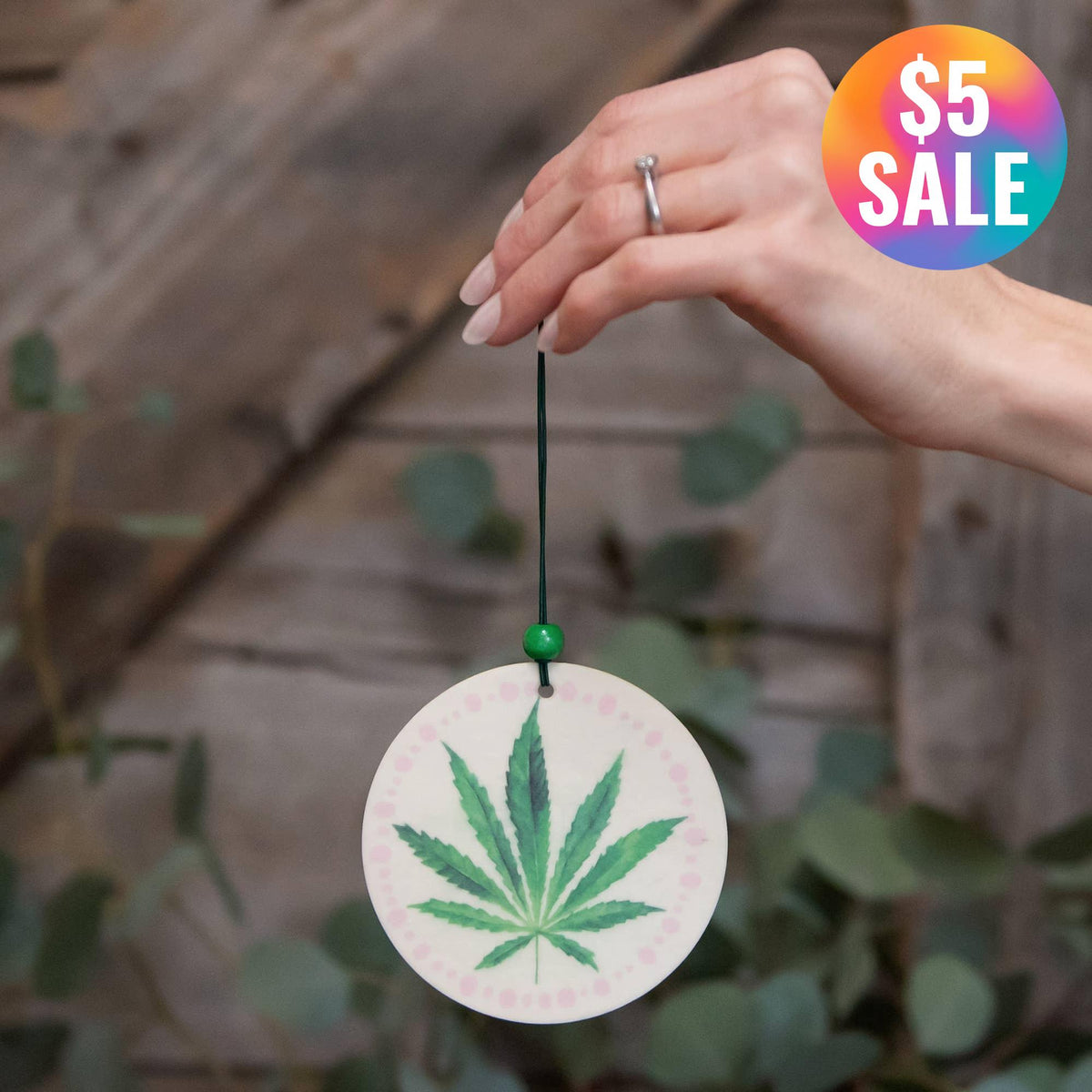 Set of 2 Cannabis Leaf Car Air Freshener | Herbal Remedy Car Scent Diffuser Deodorizer