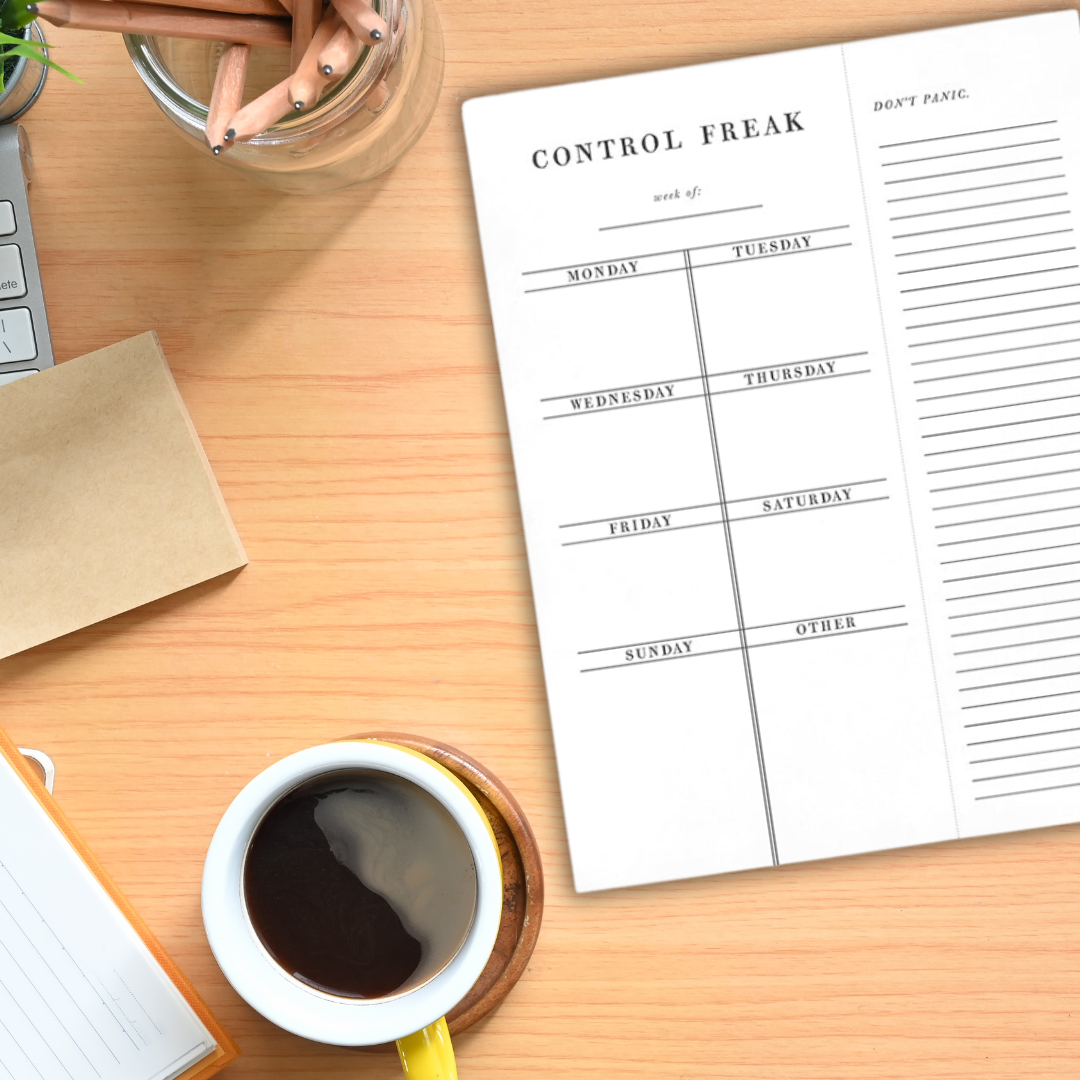 Set of 2 Copy of Control Freak Weekly List Notepad | 8.5" x 11" Desk Planner