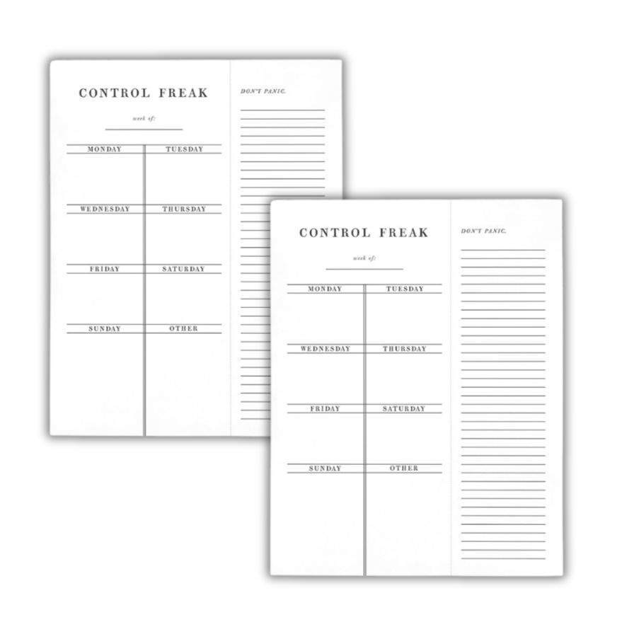 Set of 2 Copy of Control Freak Weekly List Notepad | 8.5" x 11" Desk Planner