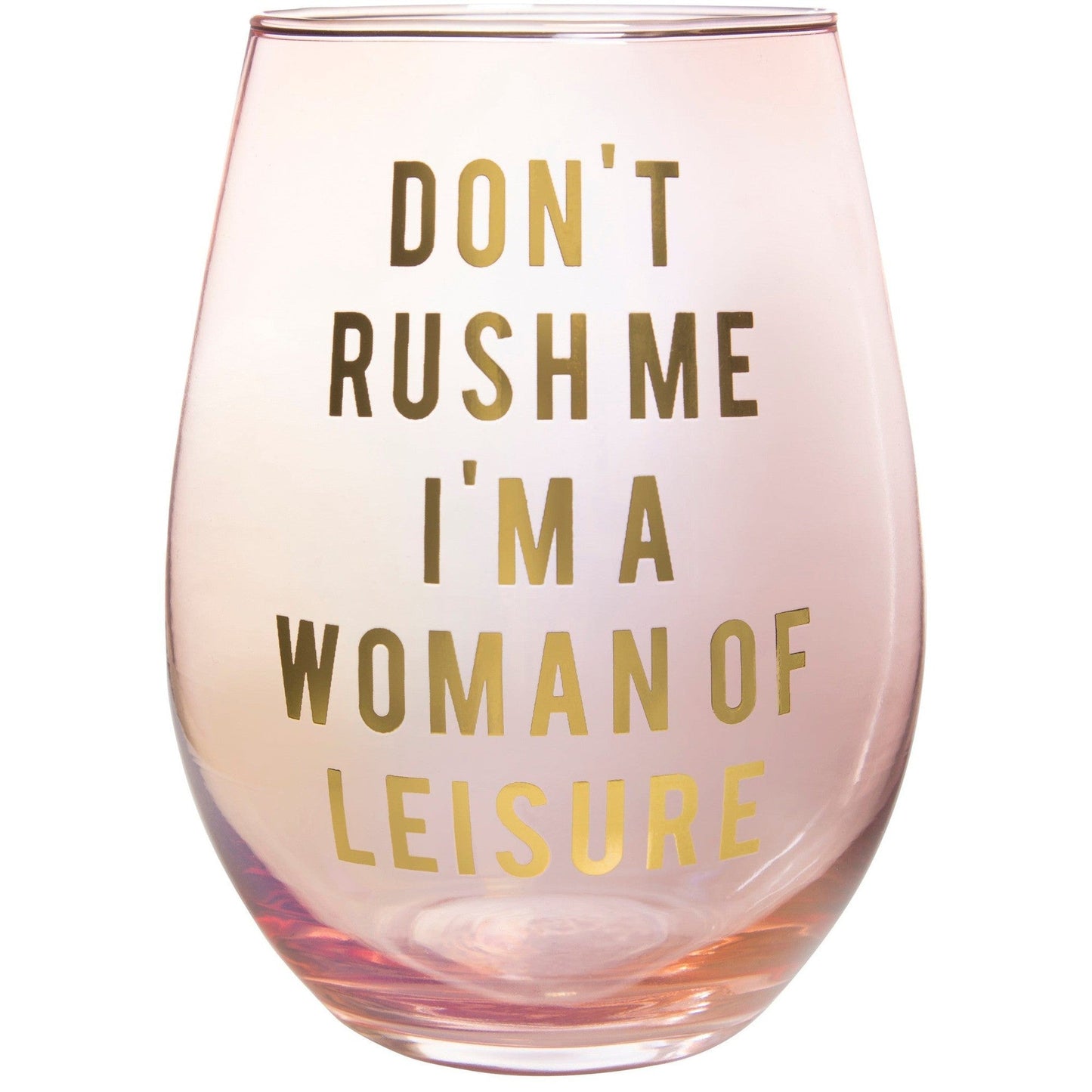 Set of 2 Don't Rush Me, I'm a Woman Of Leisure Stemless Wine Glass in Rose and Gold | 20 0z. | Gift for Her