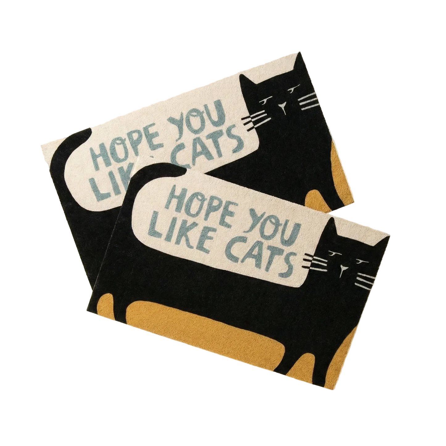 Set of 2 Hope You Like Cats Doormat Entryway Indoor/Outdoor Rug | 34" x 20 | Slip-Resistant Backing