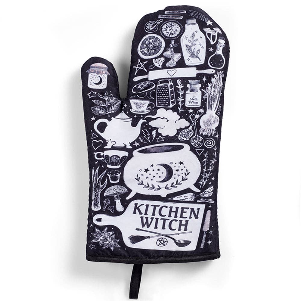 Set of 2 Kitchen Witch Oven Mitt | Pair of Pot Holder | Pot Holders Hanging Oven Gloves Set