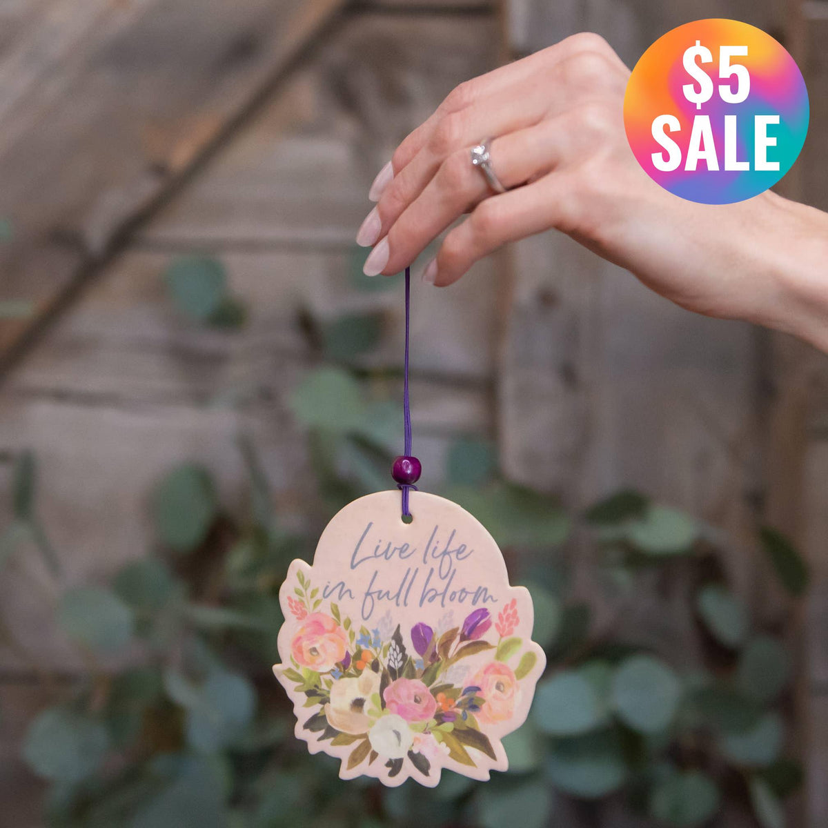 Set of 2 Live Life in Full Bloom Car Air Freshener in Soothing Lavender Scent | Car Scent Diffuser Deodorizer