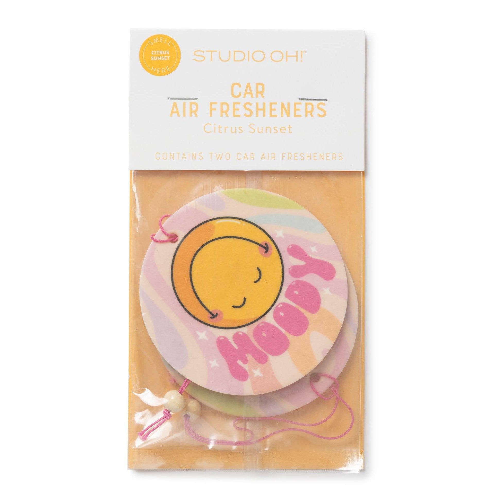 Set of 2 Moody Smiley Face Icon Car Air Freshener