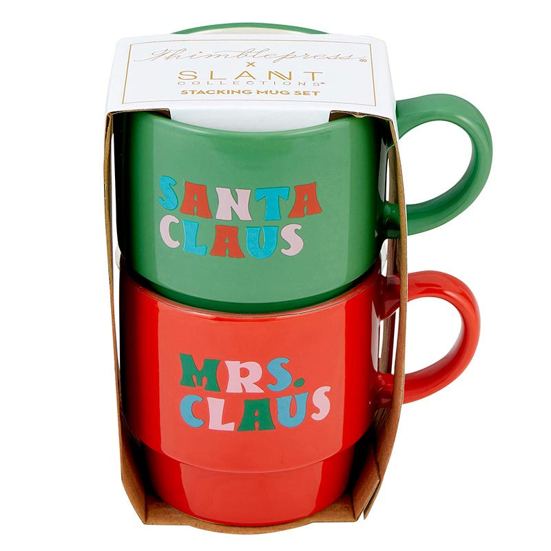 Set of 2 Mrs. Santa Claus Stacking Mug Set