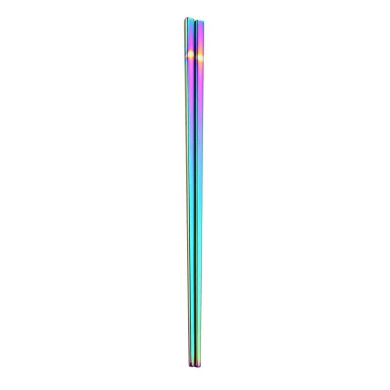 Set of 2 Pairs Holographic Rainbow Chopsticks in Stainless Steel