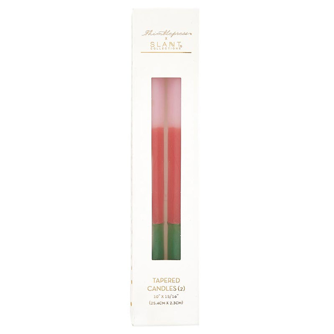 Set of 2 Pink Red Green Tapered Candle | Aesthetic Unscented Candle Sticks Holiday Table Decor