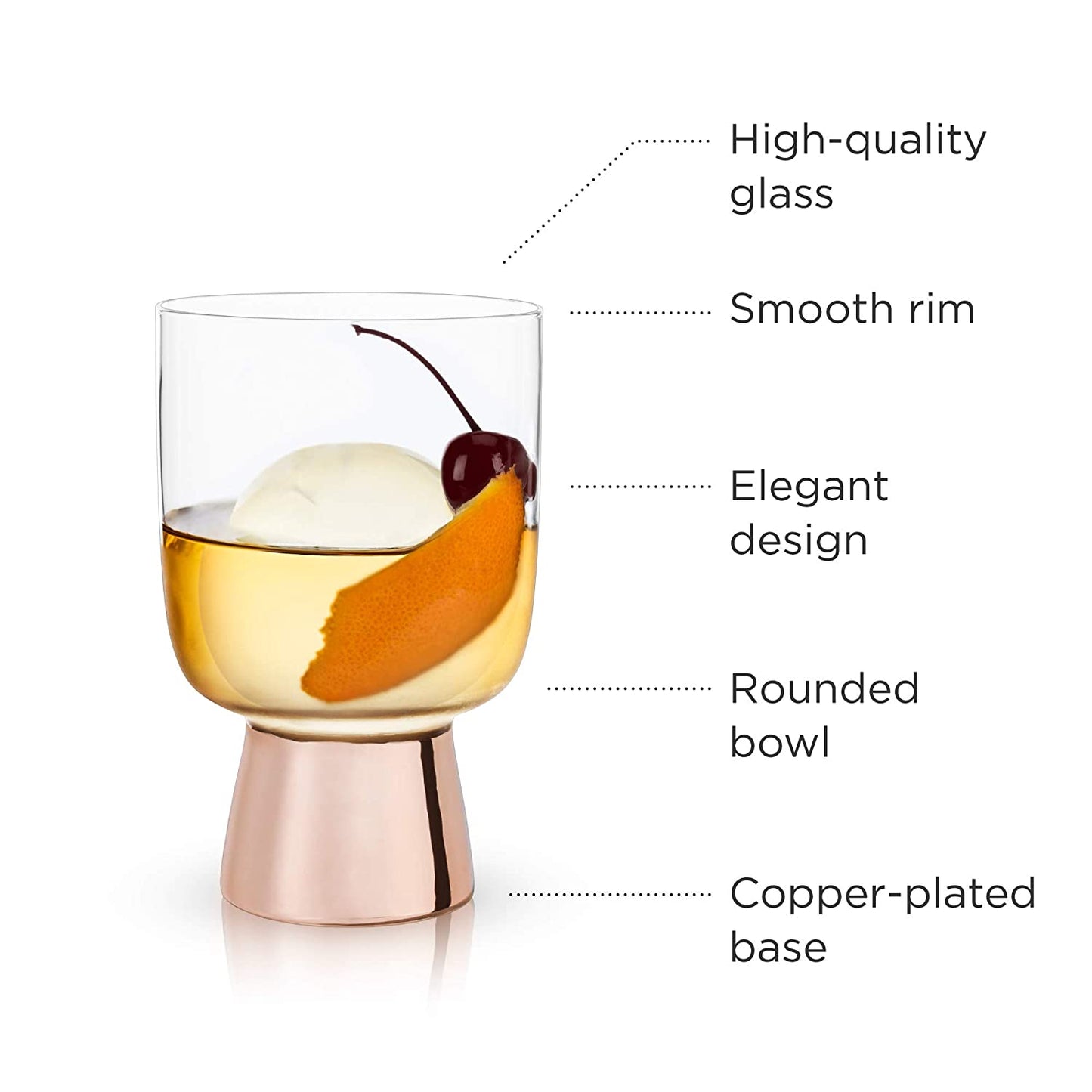 Set of 2 Raye Copper Footed Cocktail Tumblers in Gift Box