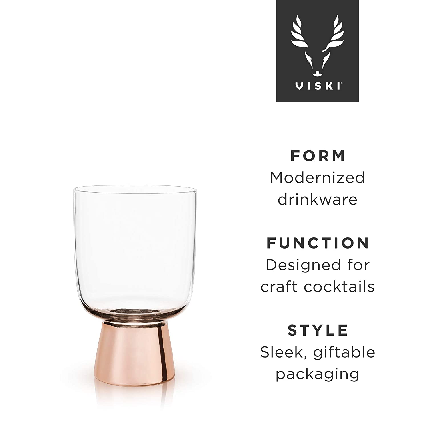 Set of 2 Raye Copper Footed Cocktail Tumblers in Gift Box | Gift for Her