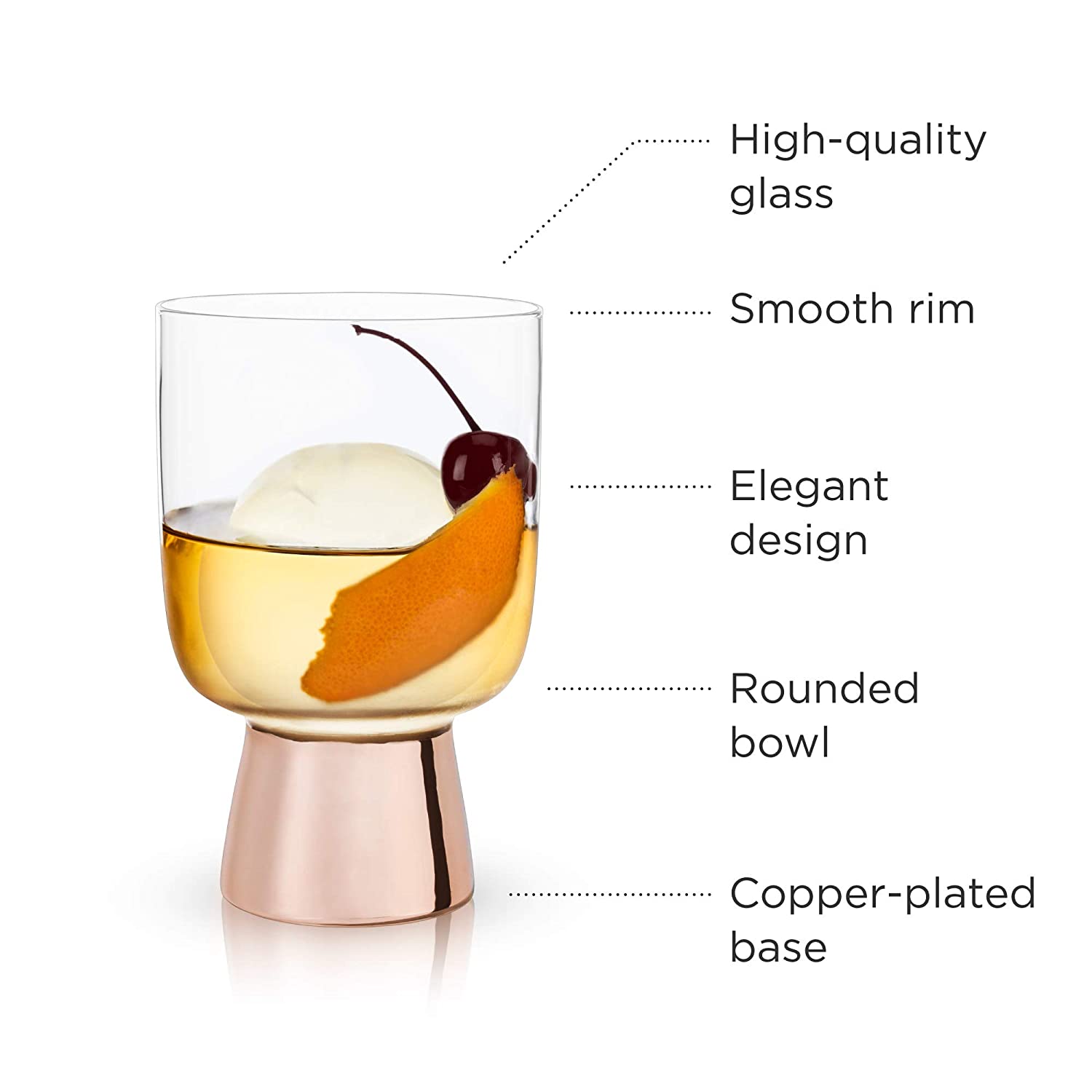 Set of 2 Raye Copper Footed Cocktail Tumblers in Gift Box | Gift for Her