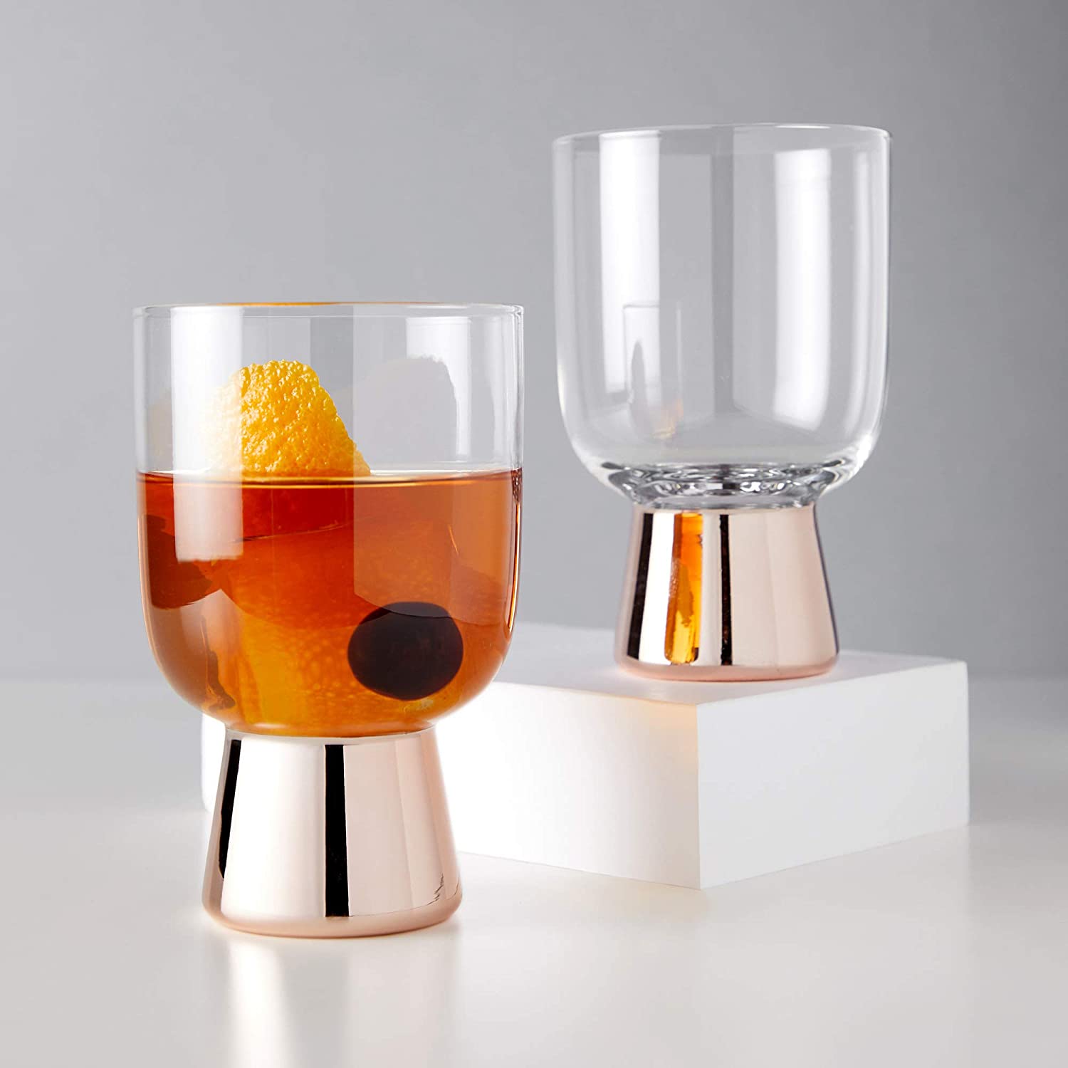 Set of 2 Raye Copper Footed Cocktail Tumblers in Gift Box | Gift for Her