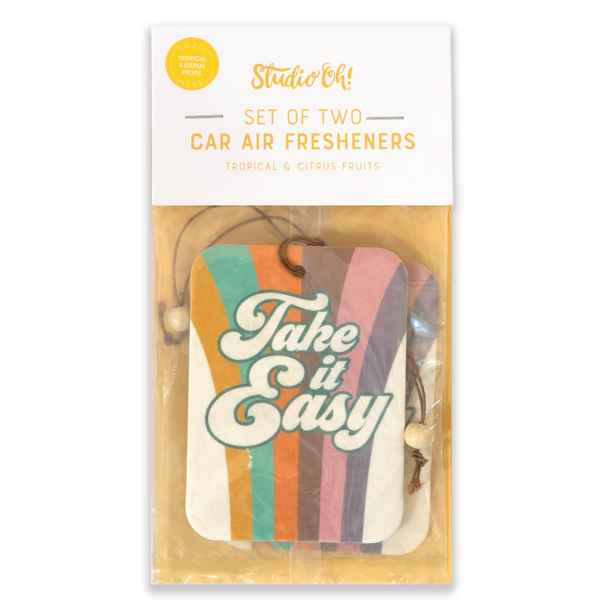 Set of 2 Take It Easy Car Air Freshener in Tropical and Citrus Fruits Scent