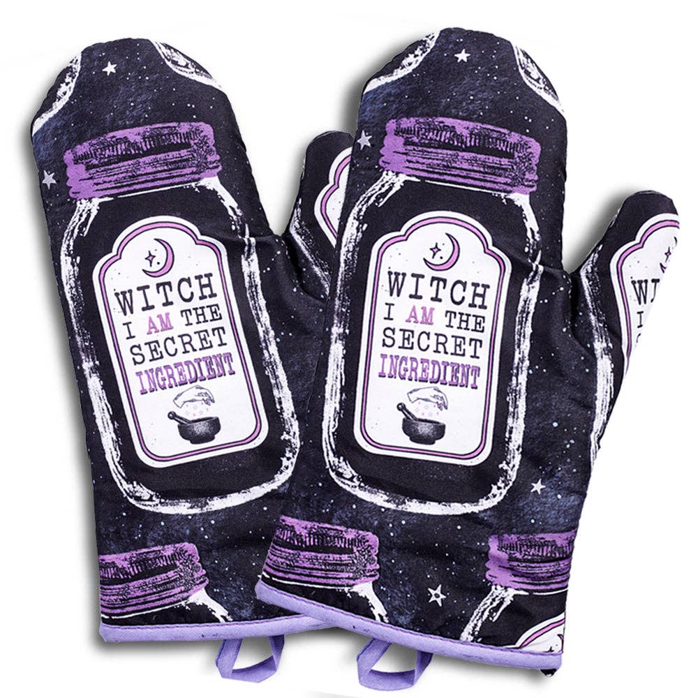 Set of 2 Witch Herbs Oven Mitt | Pot Holders Hanging Oven Gloves Set