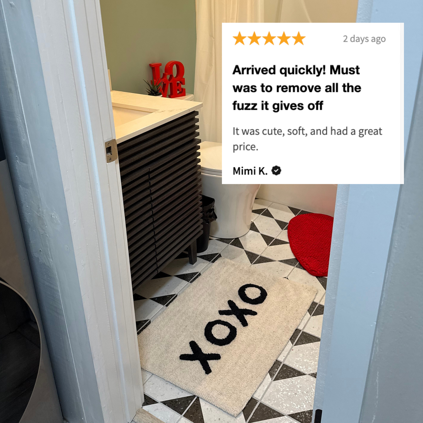 Set of 2 XOXO Bath Mat | Soft Cotton Indoor Rug | 20" x 30"